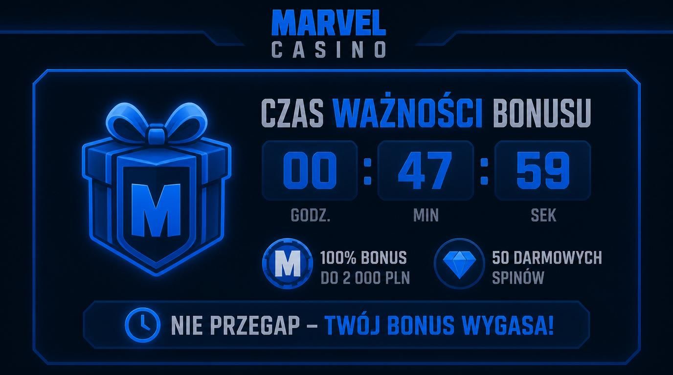 Grafika przedstawiająca zegar, bonus i spinów z informacją o czasie ważności.